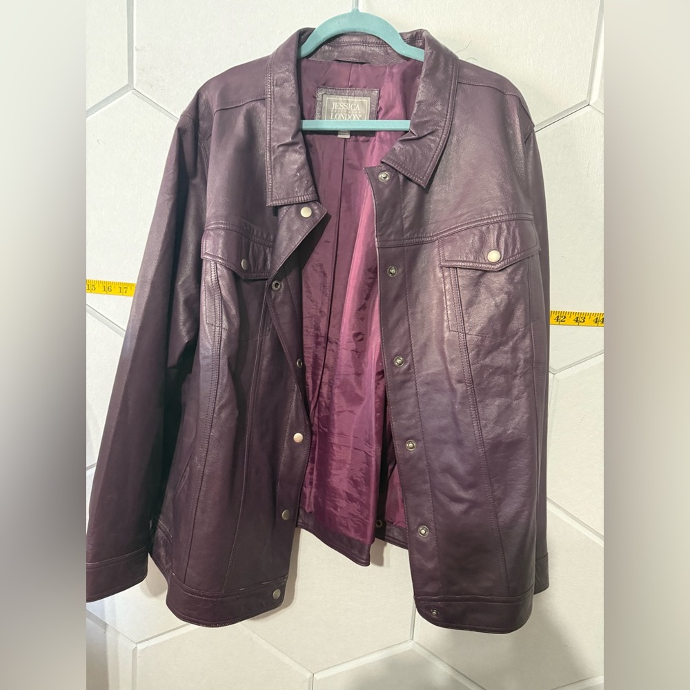 Jessica London purple leather jacket
